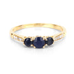 0.56 Carat Genuine Blue Sapphire and White Diamond 14K Yellow Gold Ring