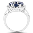 2.10 Carat Genuine Blue Sapphire .925 Sterling Silver Ring