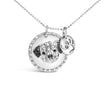 .925 Sterling Silver 1/4 Cttw White and Black Diamond Pitbull Dog Medallion and Charm 18