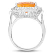 8.56 Carat Genuine Citrine and White Topaz .925 Sterling Silver Ring