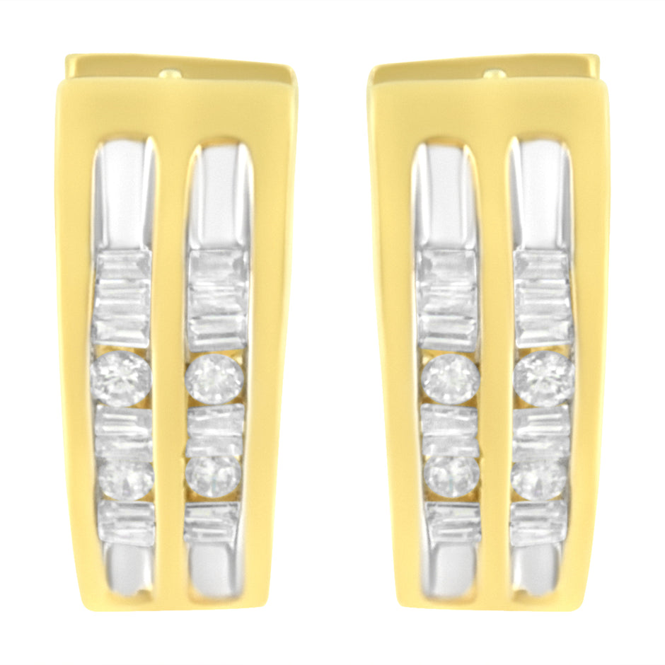10K Yellow Gold 1/2 cttw Diamond Huggy Heart Hoop Earrings (I-J Clarity, I2-I3 Color)