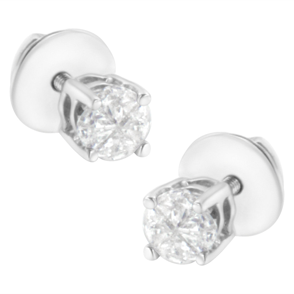 14K White Gold 1/2 Cttw Pie-Cut Diamond Solitaire Stud Earrings (H-I Color, SI1-SI2 Clarity)
