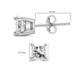 .925 Sterling Silver 1/4 Cttw Princess-Cut Diamond Solitaire Stud Earrings (H-I Color, I3 Clarity)