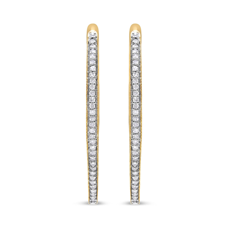 10k Yellow Gold Round Cut Diamond Earrings (1 cttw, I-J Color, I2-I3 Clarity)