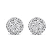 14K White Gold 1.0 Cttw Brilliant-Cut Diamond Halo-Style Cluster Round Button Stud Earrings (H-I Color, I1-I2 Clarity)