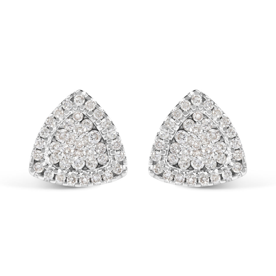 14K White Gold 1/2 cttw Trillion Shaped Diamond Stud Earrings (H-I Clarity, SI2-I1 Color)