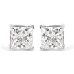 14K White Gold 1 1/2 Cttw Clarity Enhanced Princess Cut Diamond Solitaire Stud Earrings (I-J Color, I1-I2 Clarity)