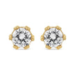 14K Yellow Gold 2.0 Cttw Round Diamond Crown Stud Earrings (I-J Color, I1-I2 Clarity)