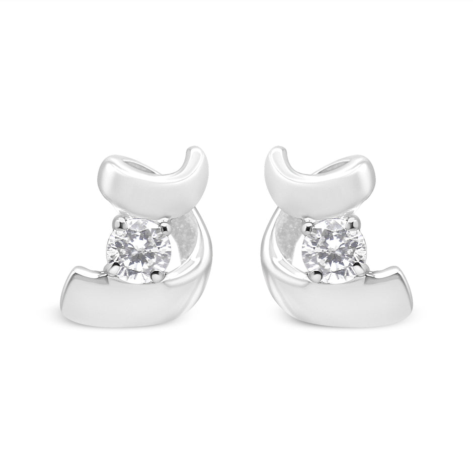 .925 Sterling Silver Round Cut Diamond Fashion Stud Earrings (0.10 cttw, I-J Color, I2-I3 Clarity)