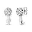 14K White Gold 3/4 Cttw Diamond Floral Cluster Drop and Dangle Stud Earrings (H-I Color, I1-I2 Clarity)