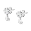 14K White Gold 3/4 Cttw Diamond Floral Cluster Drop and Dangle Stud Earrings (H-I Color, I1-I2 Clarity)