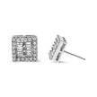 14K White Gold 1 cttw Round and Baguette Diamond Stud Earrings (H-I, SI1-SI2)