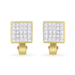 14K Yellow Gold 3-1/5 Cttw Princess Cut Diamond Â¾ Square Invisible Set Grid Huggy Style Omega Back Stud Earrings (G-H Color, VS1-VS2 Clarity)