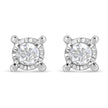 .925 Sterling Silver 1.0 Cttw Round Brilliant-Cut Diamond Miracle-Set Solitaire Stud Earrings (H-I Color, I2-I3 Clarity)