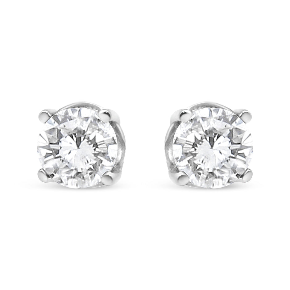 14K White Gold 3/4 Cttw Lab Grown Diamond 4-Prong Classic Stud Earrings (F-G Color, VS2-SI1 Clarity)