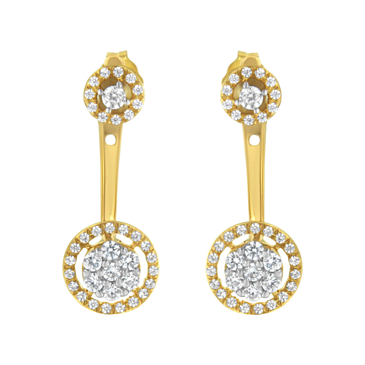 14K Yellow Gold Plated .925 Sterling Silver 5/8 Cttw Diamond Removable Stud and Dangle Earrings (I-J Color, I2-I3)