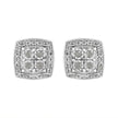 .925 Sterling Silver 1/4 cttw Round Cut Diamond Square Shape Milgrain Stud Earrings (I-J Color, I3 Clarity)