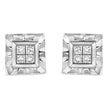 .925 Sterling Silver 1/6 Cttw Invisible Set Princess-Cut Diamond Quad Composite Stud Earrings (H-I Color, I1-I2 Clarity)