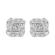 .925 Sterling Silver Round-Cut Diamond Accent Swirl Square Knot Stud Earrings (H-I Color, I2-I3 Clarity)