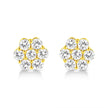 14K Yellow Gold 1/2 Cttw Brilliant Round Cut Diamond Floral Cluster Stud Earrings with Pushbacks (J-K Color, VS2-SI1 Clarity)