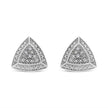 .925 Sterling Silver Diamond-Accented Trillion Shaped 4-Stone Halo-Style Stud Earrings (H-I Color, I2-I3 Clarity)