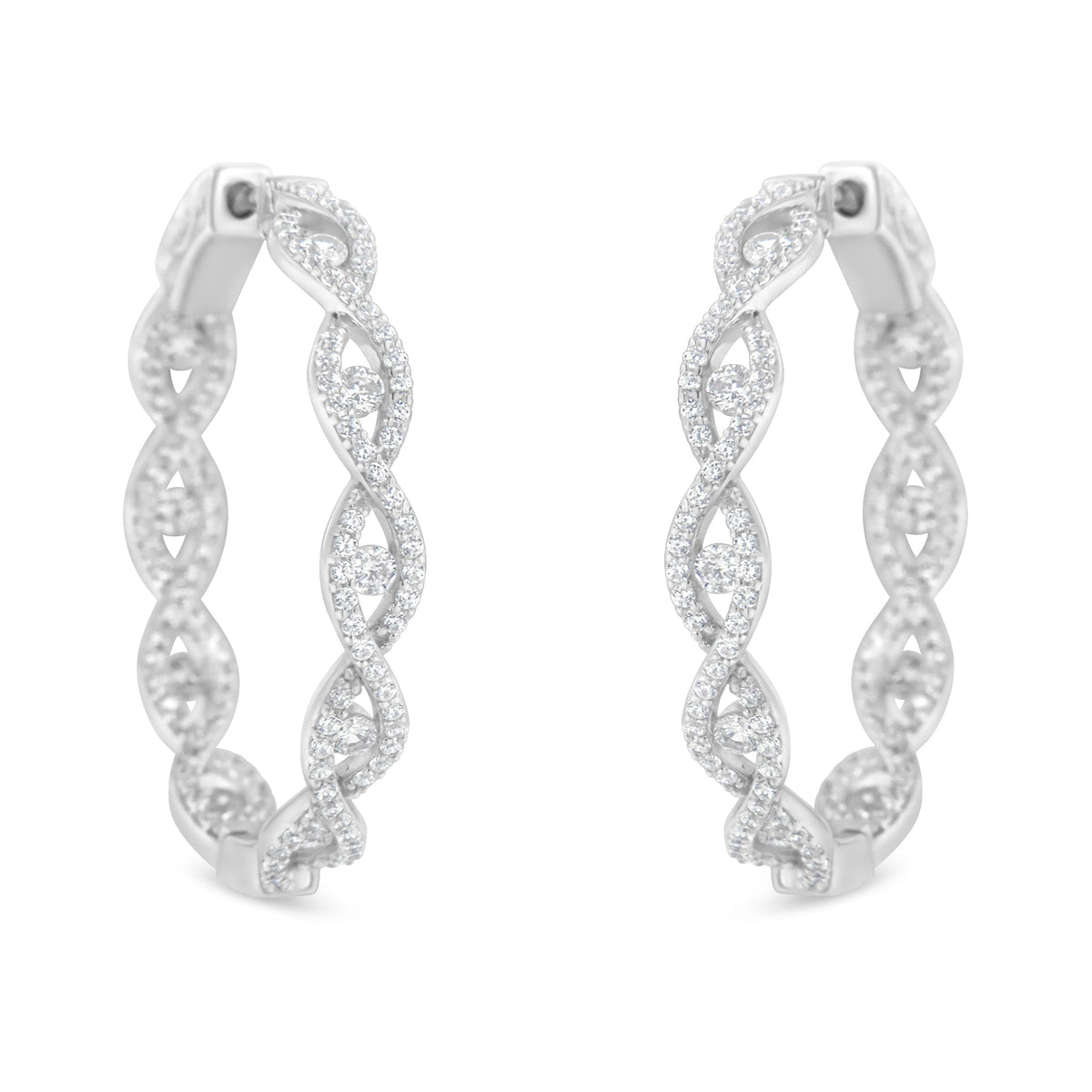 10K White Gold Diamond Hoop Earrings (1 1/2 cttw, H-I Color, I1-I2 Clarity)