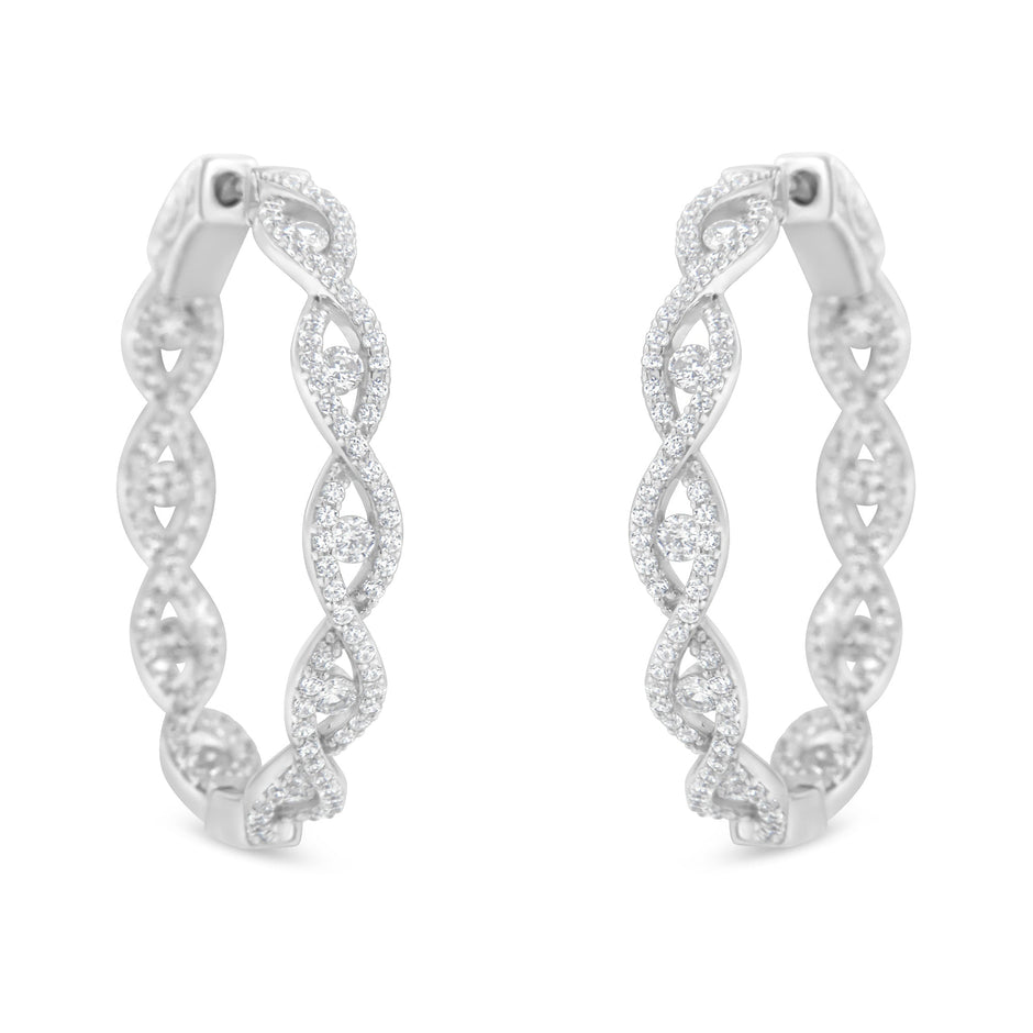 10K White Gold Diamond Hoop Earrings (1 1/2 cttw, H-I Color, I1-I2 Clarity)