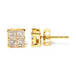 10K Yellow Gold 3/4 Cttw Invisible Set Princess-Cut Diamond Composite Square Stud Earrings (I-J Color, I2-I3 Clarity)