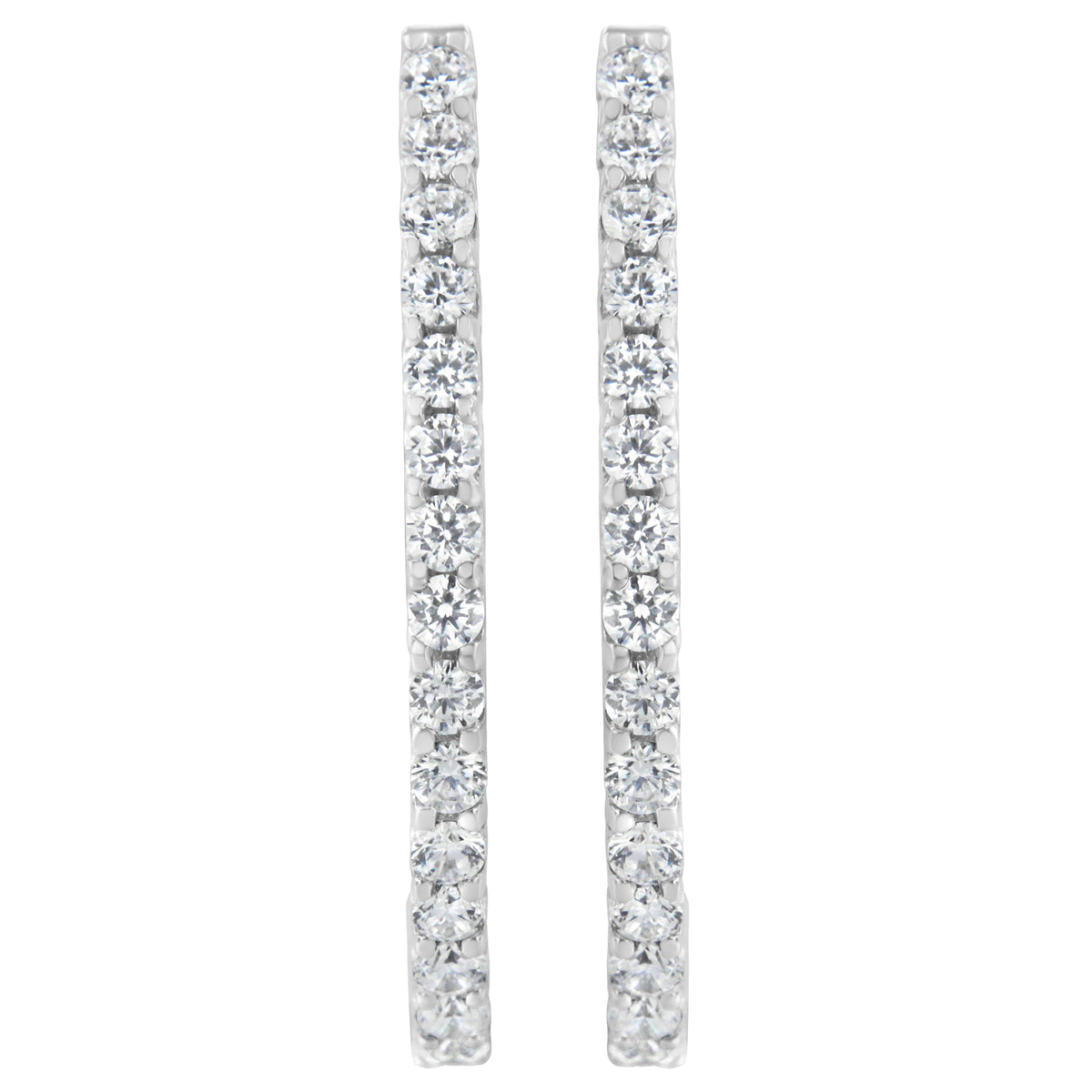 14K White Gold 2.0 Cttw Round Brilliant Cut Diamond Oblong Hinged Leverback Hoop Earrings (I-J Color, I1-I2 Clarity)