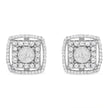 .925 Sterling Silver 1.0 Cttw Round Diamond Double Halo and Disc Stud Earring (I-J Color, I2-I3 Clarity)