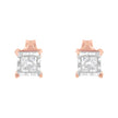 14K Rose Gold Plated Two-Tone .925 Sterling Silver 1/2 Cttw Princess-Cut Square Near Colorless Diamond Solitaire Miracle-Plate Stud Earrings (J-K Color, I2-I3 Clarity)