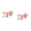 14K Rose Gold Plated Two-Tone .925 Sterling Silver 1/2 Cttw Princess-Cut Square Near Colorless Diamond Solitaire Miracle-Plate Stud Earrings (J-K Color, I2-I3 Clarity)