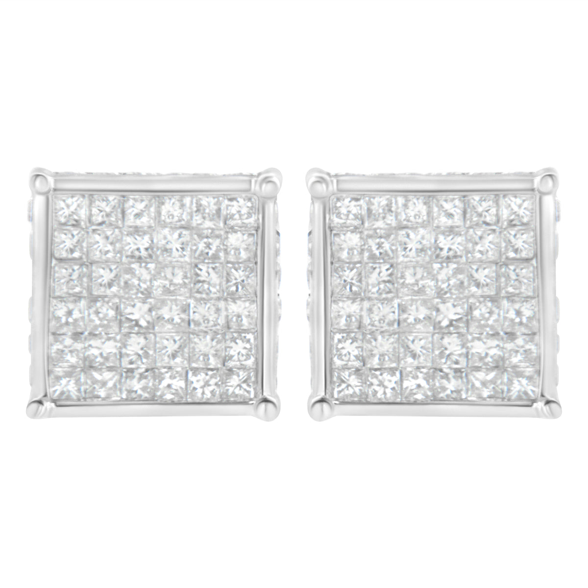 10K White Gold 2ct TDW Princess-Cut Composite Diamond Stud Earring (I-J ,I2-I3)