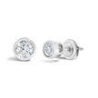 14K White Gold 1/2 Cttw Lab Grown Diamond Bezel Solitaire Stud Earrings