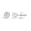 14K White Gold 1/2 Cttw Lab Grown Diamond Bezel Solitaire Stud Earrings