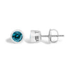 14K White Gold 1.0 Cttw Bezel Set Lab Grown Blue Diamond Solitaire Stud Earrings