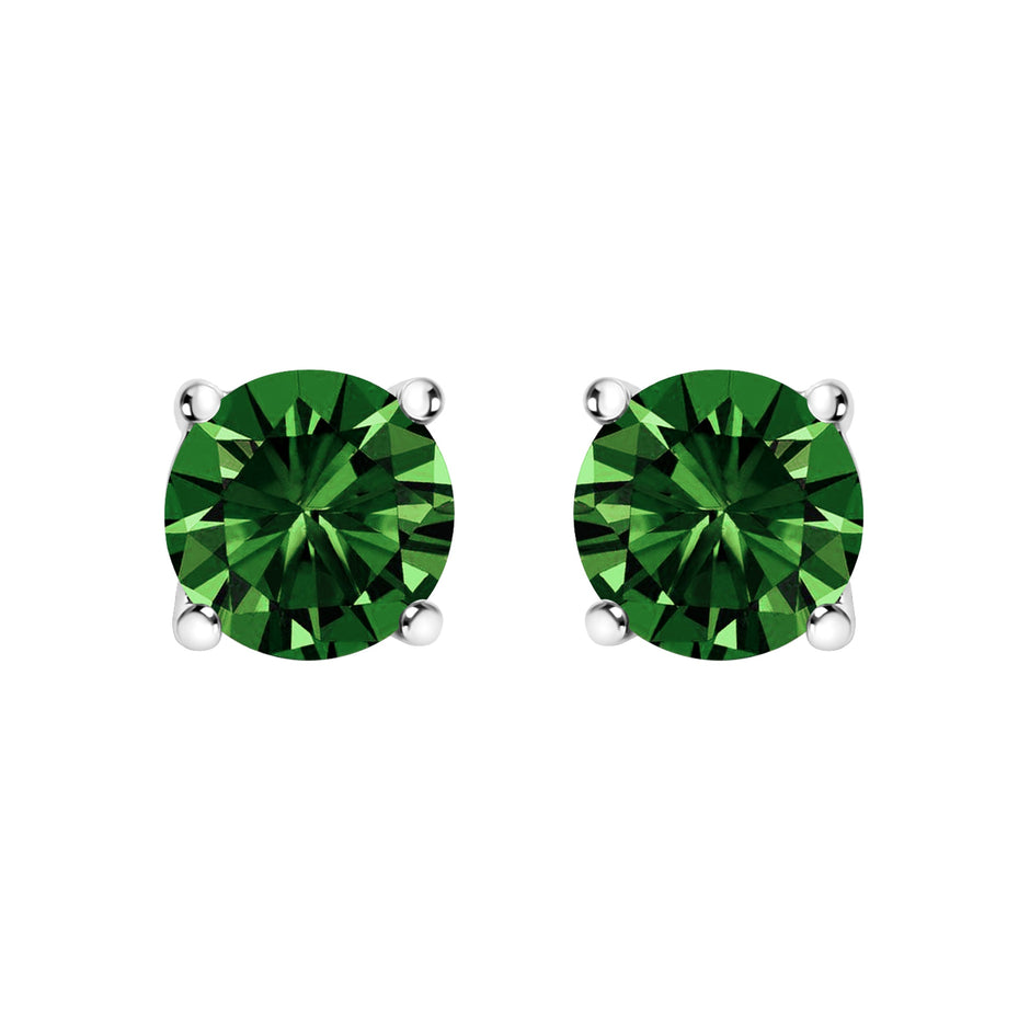 14K White Gold 1/2 Cttw Lab Grown Green Diamond Classic Solitaire Stud Earrings with Pushback
