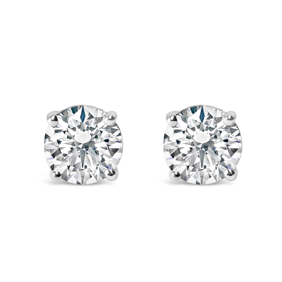 14K White Gold 1.00 Cttw Lab Grown Diamond Solitaire Stud Earrings