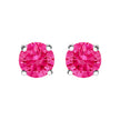 10K White Gold 1.0 Cttw Lab Created Round Brilliant Cut Pink Diamond Classic 4-Prong Solitaire Stud Earrings (Fancy Pink Color, VVS2-VS1 Clarity)