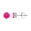 10K White Gold 1.0 Cttw Lab Created Round Brilliant Cut Pink Diamond Classic 4-Prong Solitaire Stud Earrings (Fancy Pink Color, VVS2-VS1 Clarity)
