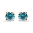 14K Yellow Gold 1.0 Cttw Treated Aqua Blue Diamond Classic Solitaire Stud Earrings (Aqua Blue Color, I2-I3 Clarity)