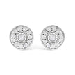 .925 Sterling Silver 1/4 Cttw Diamond Miracle Set Solitaire with Halo Stud Earrings