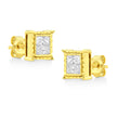 14K Yellow Gold 1 Cttw Princess Cut Diamond Square Stud Earrings