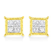 14K Yellow Gold 1 Cttw Princess Cut Diamond Square Stud Earrings