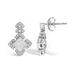 10K White Gold 3/5 Cttw Princess Diamond Geometric Drop Earrings