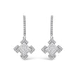 10K White Gold Princess and Round Diamond Geometric Composite Dangle Earrings
