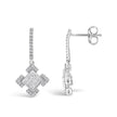 10K White Gold Princess and Round Diamond Geometric Composite Dangle Earrings