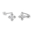 10K White Gold Princess and Round Diamond Geometric Composite Dangle Earrings