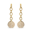 14K Yellow Gold 1.0 Cttw Diamond Chain Cluster Dangle Chain Earrings (I-J Color, I1-I2 Clarity)