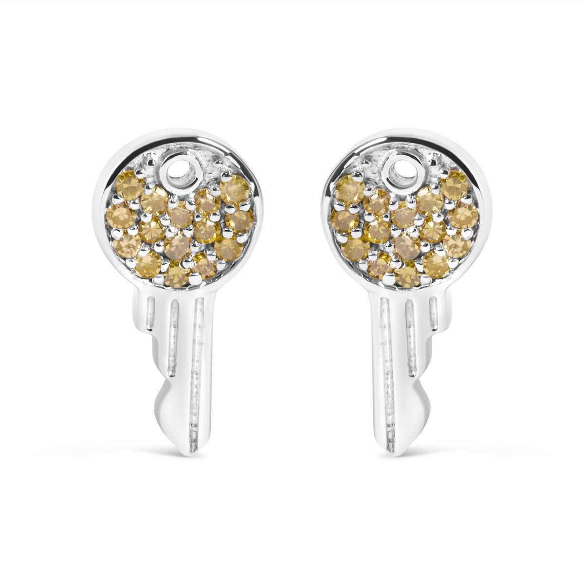 925 Sterling Silver 1/6ct TDW  Yellow Treated  Diamond Charm Earrings